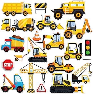 20 Pcs Construction Vinyl Gel Clings Construction Window Gel Clings Decals Stickers for Kids Toddlers and Adults Home Transportation Stickers Airplane Truck Decals Party Supplies Decorations