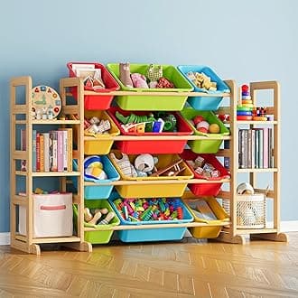 SpaceAid Toy Storage Organizer with 6 Shelves and 12 Bins, Toy Organizers Storage Bookshelf, Kids Bin Shelf Toys Box Bookcase for Bedroom Playroom Organization Room Decor, Multi-Colored