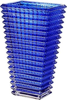 MCMCNCUIU Crystal Glass Vase, Large Crystal Vases for Flowers, Large Flower Vase, Blue Modern Vases for Living Room, Bedroom, Kitchen, Dining Table, Mantle, Wedding, 11 Inches