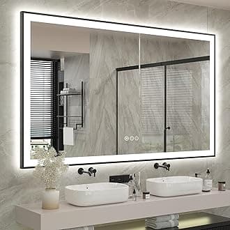 60x40 Framed LED Bathroom Mirror, Large Dimmable Vanity Mirror with Lights, Anti-Fog, Shatterproof, Memory (Backlit and Front Lighted)