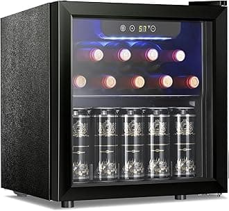 Antarctic Star 12 Bottle/48 Can Mini Fridge Cooler - Beverage Refrigerator Glass Door for Beer Soda Wine, Small Drink Dispenser Clear Front Removable for Home, Office Bar (1.3cu.ft)