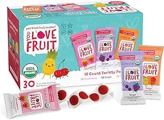 YOU LOVE FRUIT - Fruit Snacks Variety Pack 30 count, 100% Natural Gluten-Free, Vegan, Low Carb, Low Fat Fruit Kosher Snacks for Kids, College Students, Teachers and Offices, Healthy Fruit Snacks (Strawberry, Grape, Mango)