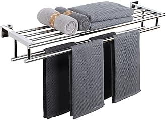 Alise Towel Rack,Towel Hanger Towel Shelf with Double Towel Bars for Bathroom Lavatory,32 Inch SUS 304 Stainless Steel Wall Mount Towel Holder,Polished Chrome