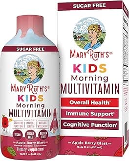 MARYRUTH'S Liquid Morning Multivitamin for Kids | Kids Multivitamin | Immune Support Supplement | Vitamin C | Vitamin D | Essential Nutrients | Vegan | 30-180 Servings | 15.22 fl oz