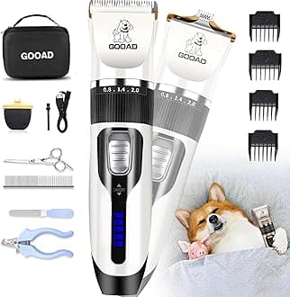 Dog Clippers Grooming Kit and Paw Trimmer,Cordless,Low Noise, Electric Quiet,Rechargeable, Dog Trimmer Grooming, Pet Hair Clippers for Thick Coats,Shaver for Small and Large Dogs Cats