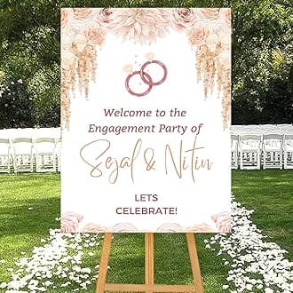Theme My Party Custom Indian Traditional Engagement Ceremony Welcome Sign Board - Personalized Indian Pre Wedding Engagement Wedding Sign Board – Indian Ceremony Welcome Sign for Engagement Decoration