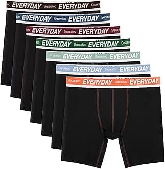 Separatec7 Pack Men's Boxer Briefs Breathable Soft Cotton Underwear Colorful Everyday Boxer Shorts Multipack with Supportive Dual Pouch