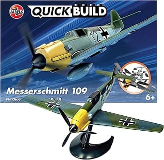 AIRFIX - QUICKBUILD Model Aircraft Kits - J6001 Messerschmitt Bf109 Model Building Kit for Kids 6+, Construction Plane Toys for Boys - Fighter Jet & Toy Aeroplane Sets, Plane Enthusiast Gifts