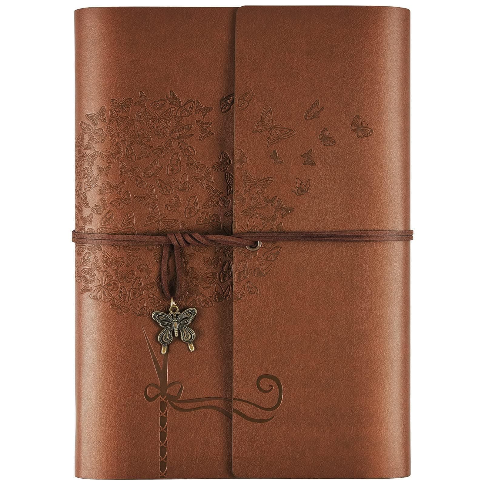 Leather Journal Notebook, Refillable Writing Journal Diary Planner for Women Girls (Brown, A5-9.3''×6.3'')