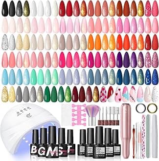 66pcs Gel Nail Polish Kit with U V light and Drill 35 Colors Spring Gel Polish Set 5pcs Top Base Coat Nail Art Starter French Gel Manicure Kit Gifts for Women Girls