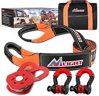 Nilight Offroad Recovery Kit 3" x 8' Tow Strap with Winch Snatch Block Pulley and 2Pcs 3/4" Anti-Theft D-Ring Shackles Storage Bag Heavy Duty Tow Rope for Car Truck SUV ATV (MBS 31500LBS)