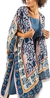 Moss Rose Women's Beach Cover up Swimsuit Kimono Cardigan with Bohemian Floral Print