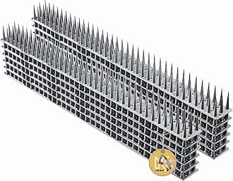 KADAX Plastic Spikes, 52 x 4.5 x 3.5 cm, Wall Spikes, Fence Spikes, Bird Spikes, Bird Repellent, Pigeon Repellent, Deterrent for Birds, Cats, Anti Climb Spikes (12, Silver)