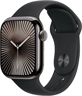 Apple Watch Series 10 [GPS + Cellular, 42mm] - Slate Titanium Case with Black Sport Band, M/L (Renewed)