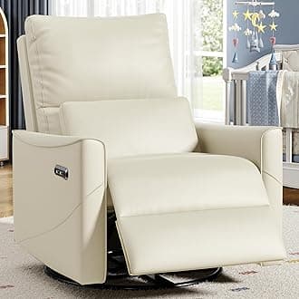 Power Swivel Rocker Recliner Chair for Adults, Glider Nursery Reclining Chair with Lumbar Support, Electric Recliner with USB Type-C Ports, Rocking Recliner for Living Room, Nursery