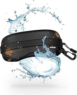 NoCry Water Resistant Safety Glasses Case with Clip - Heavy Duty Semi Hard Large Sunglasses Holder for Men and Women with Cleaning Cloth