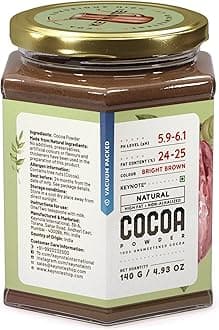 - Keynote Cocoa Powder | Raw Flavonoid Rich Non-Alkalized Non-Dutched Natural Unsweetened Cacao | Bean to Powder | Vacuum Packed Glass Jar 140 grams