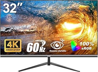 Gawfolk 32 Inch 4K UHD Computer Monitor, Ultra-Clear (3840×2160p) Screen, 100% sRGB,178° Viewing Angle, HDMI、Display Port, Compatible with Wall mounting 100 * 100MM - Black