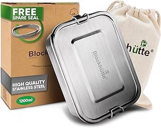 Stainless Steel Lunch Box for Kids and Adults I 1200ml Metal Lunch Box I Metal Bento Boxes with 2 Movable Dividers – Leakproof Lunchbox – Stainless Steel Bento Box with Spare Seal