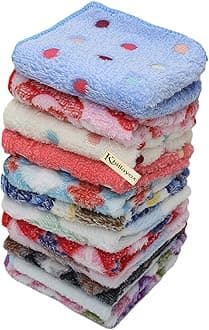 Microfiber Small Size Face Towel/Handkerchief/Rumal - 400 Gsm/Extra Soft And Super Absorbent Face Towels For Women'S, Kids And Newborn Babies - Set Of 12 - (1 Dozen)-(25X25 Cm), Multi