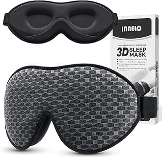 INNELO 3D Contoured Sleep Mask for Side Sleepers, 100% Light Blocking Sleeping Mask for Men & Women, Soft, No Pressure on Eyes, Airplane Blindfold for Travel, Night Eye Cover for Nap, Yoga, Grey
