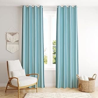 Decoholic Sky Blue Polyester Window Curtains 6 Feet | Darkening Faux Texture Plain Drapes with Eyelets | Set of 2 Panels for Living Room, Bedroom & Office
