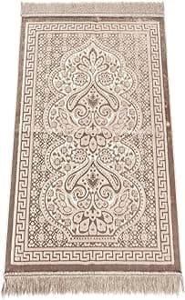 ihvan online, Soft Plush Lux Velvet Muslim Prayer Rug | Thick Janamaz | Sajadah | Soft Islamic Prayer Rug | Islamic Gifts | Prayer Carpet Mat, Elegant, Color: Powder