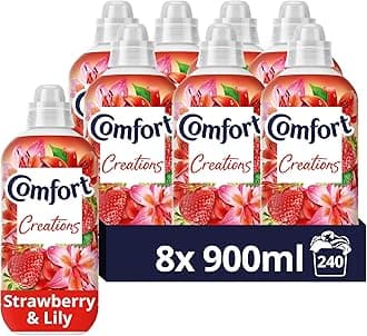 Comfort Creations Strawberry & Lily Fabric Conditioner with Stay Fresh technology for 100 days of freshness + fragrance* 8x 900 ml (240 washes)