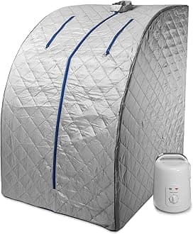 Durasage Lightweight Portable Personal Steam Sauna Spa for Weight Loss, Detox, Relaxation at Home, 60 Minute Timer (Blue/Gray)