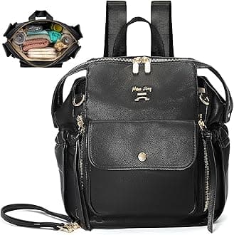 miss fong Leather Mini Diaper Bag Backpack, Small Mini Backpack Purse for Women