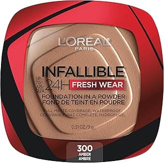 Makeup Infallible Fresh Wear Foundation in a Powder, Up to 24H Wear, Waterproof, Amber, 0.31 oz. (Packaging May Vary)