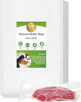 Moretoes 200pcs Vacuum Sealer Bags, Quart 8" x 12", BPA Free, Pre-cut Commercial Grade Vac Bags for Food Storage, Meal Prep or Sous Vide