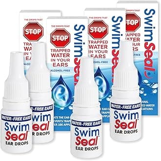 Family 4-Pack All Natural Protective & Ear Clearing Drops for Daily Use Rather Than Alcohol Drops or Earplugs. Avoids Earache from Swimming, Scuba, Diving, Surfing & Triathlons for All Ages
