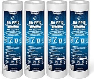 Ronaqua 10 Micron Sediment Water Filter Cartridge 10"x2.5", NSF Certified, 4-Layer Filtration for any 10-inch RO Units & Whole House Systems, Compatible with Culligan P5, AP110, WHKF-GD05, 4 Pack