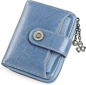 SENDEFN Women's Bi-fold Wallet, Genuine Leather, Popular, Stylish, Soft to the Touch, Genuine Product (Coin Pocket Included) RFID & Magnetic Skimming Prevention, Bb-Gray-blue