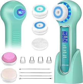 (Mint-green) - Blackhead Remover Vacuum,Rechargeable Facial Cleansing Brush with LCD Screen,IPX7 Waterproof 3 in 1 Facial Cleaner for Exfoliating, Massaging and Deep Pore Cleansing