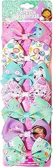 Gabby's Dollhouse Hair Bows - Hair Accessories Gift Set - 7 Pcs 4 Inch Bundle for Girls Different Character on each Hair Clip Kids Bow - Alligator Clip - Ages 3 +