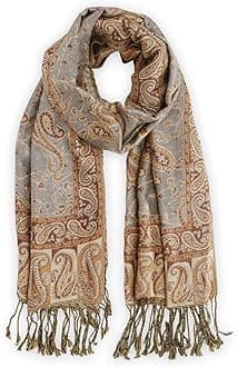 Ciormis Two Tone Silky Paisley Pashmina Shawl Scarf,Soft Women's Rave Jacquard Pashminas Wrap Scarves
