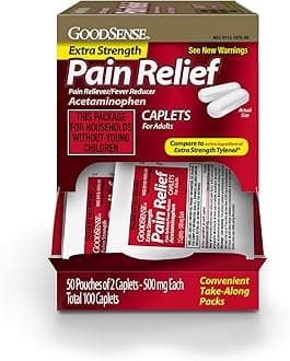 Good SenseExtra Strength Acetaminophen Caplets 500 mg, Pain Reliever and Fever Reducer, Easy Open Cap, 100 Count