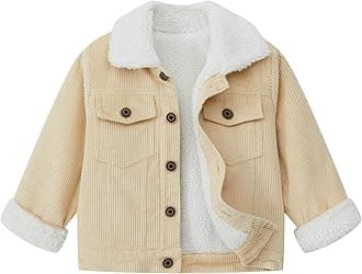 Toddler Boy Winter Corduroy Jacket Baby Girl Fall Sherpa Lined Outwear Coat
