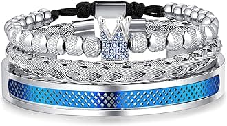 WFYOU 3PCS Stainless Steel Bracelets for Men Gold Roman Numeral Bangle Bracelet Twisted Cable Bracelet Adjustable Cuff Bracelet Mens Luxury Jewelry Bracelets Gifts