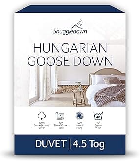 Hungarian Goose Down Double Duvet - 4.5 Tog UK-Made Luxury Double Quilt, Ethically Sourced 80% Down, 300tc Jacquard Cotton Cover - Soft, Breathable & Lightweight for Summers (200 x 200cm)