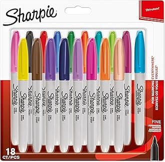 Fine Point Permanent Marker, Assorted, 18-Pack