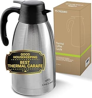 Cresimo Thermal Coffee Carafe 68oz / 2L - 12 Hours Hot Beverage Dispenser, Insulated Stainless Steel Carafe for Liquids, Coffee Carafes For Keeping Hot Water Dispenser for Parties - Large Tea Flask