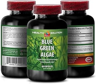 Blue Green Algae Superfood - Blue Green Algae - Blue Green Algae for Immunity - Klamath Shores Blue Green Algae, Digestion Supplement, Immune Support Supplement, Blue Green Algae Powder, 1b 60 Caps