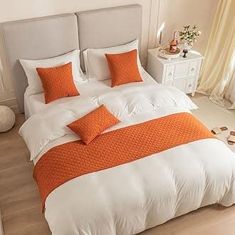 Bed Runner King Size,Orange Bed Runner For of Luxury Hotel Grade 210X45cm for 1.5m Bed
