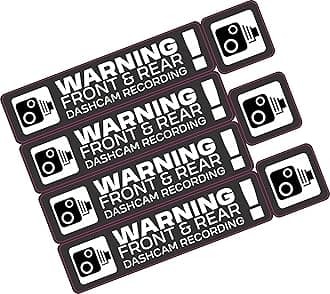 Dash Cam Recording Stickers CCTV In Car Video Camera Decal - Set of 7 (Black)