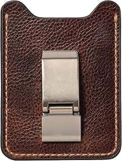 Wyatt Money Clip Wallet for Men, Slim Front Pocket Leather Card Holder, Ideal Gift For Men, Minimalist Full Grain Cowhide Wallet, Brown