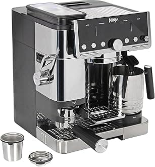Ninja Luxury Pro 3-in-1 Coffee Maker, Latte, Cappuccino, Cold Brew & Espresso Maker, Built-in Bean Grinder & Milk Frother, Easy to Use, 5 Automatic Frothing Settings, Silver, ES701EU
