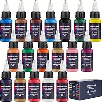 - Airbrush Paint 18 Colors, Ready to Spray Airbrush Paint Set, Water-Based Acrylic Air Brush Paints for Metal, Plastic Models, Canvas, Wood, 0.67 Fl Oz/20ml